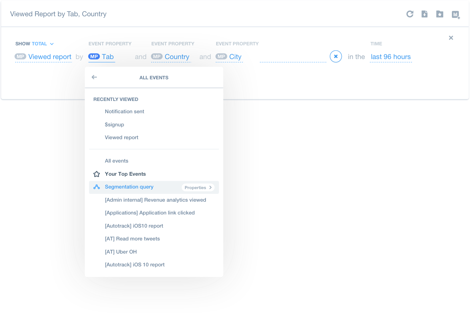 Query Builder and Property Menu